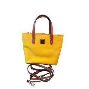 Dooney & Bourke Yellow Pebble Leather Small Tote Bag USA Made Red Lining